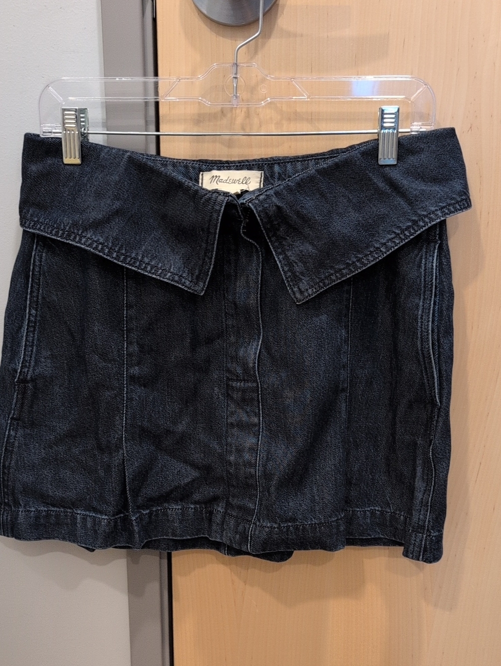 Madewell Dark Blue Denim Mini Skirt with Folded Waist Sz 27